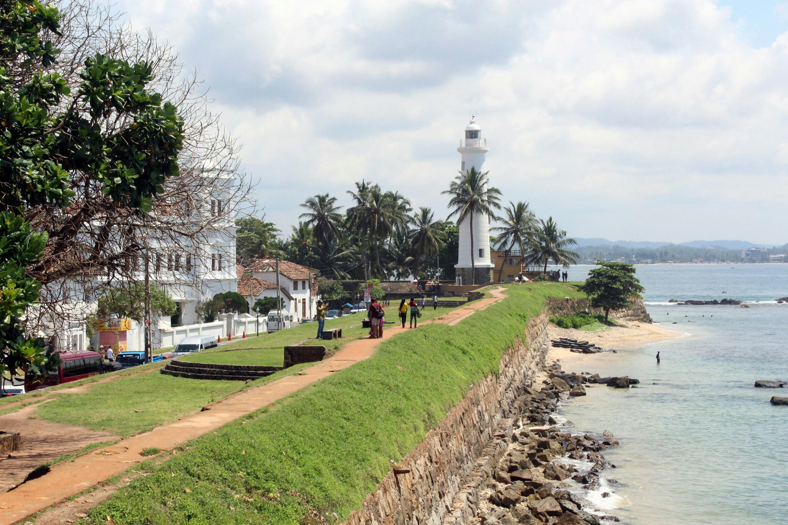 Galle Dutch fort — rampart walk at sunset